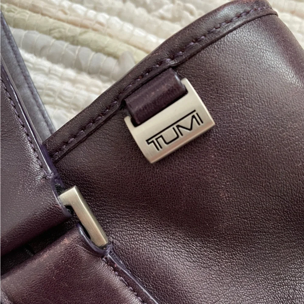 Tumi Purple Leather Tote Bag
